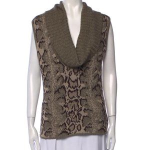 VALENTINO Animal Print V-Neck Sweater